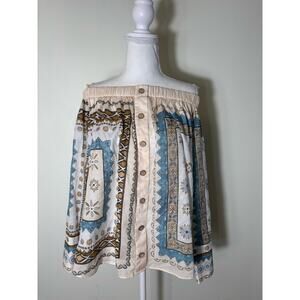 Kate Ford Off The Shoulder Peach and Blue Blouse Sz 1 (Small)